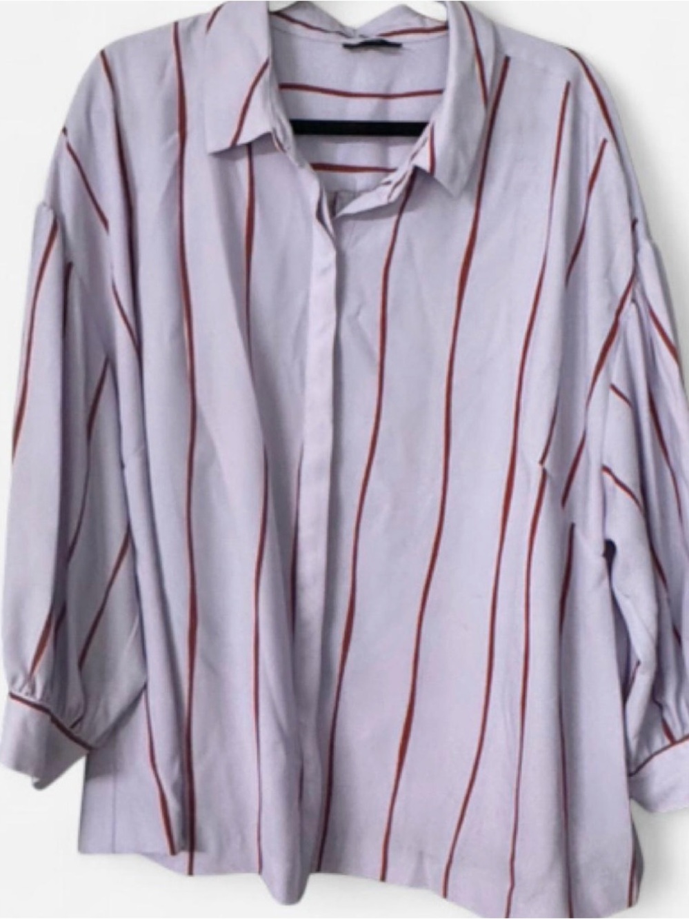Alfani Lavender Button-Down Shirt with Rust Stripe Detail